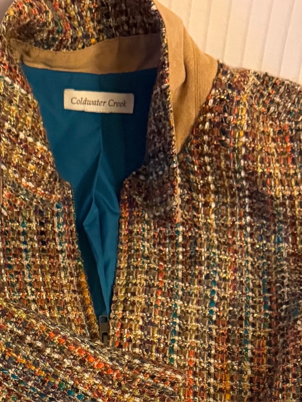 Coldwater Creek tweed fall tapestry blazer jacket. Well made and excellent cond.